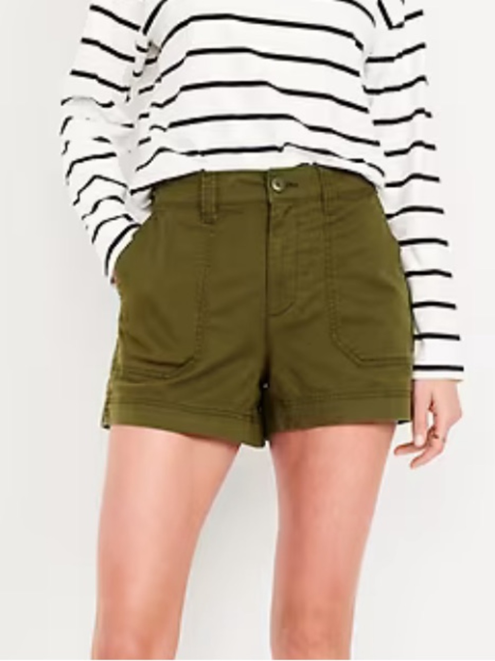 Old Navy Olive Green High-Rise OG Chino Shorts | Large
